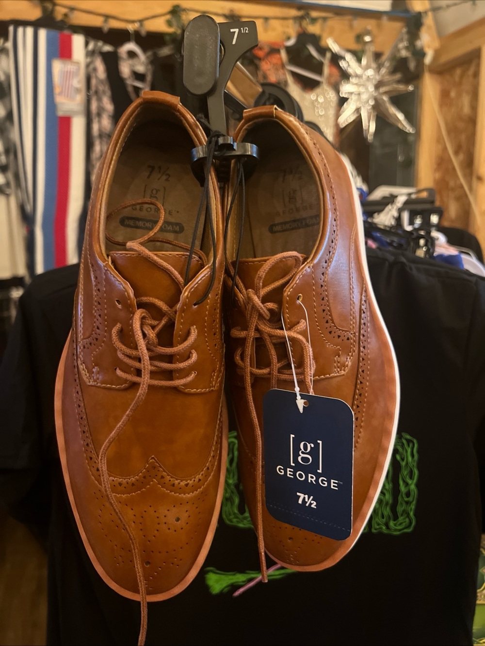 George Men's Brown Wingtip Derby Oxfords